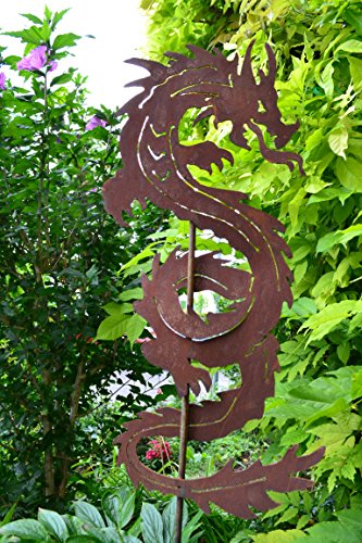 Gartenstecker chinesischer Drache – außergewöhnlicher Metallstecker – Höhe 120 cm – Fabelwesen Drache-Gartendekoration – sehr gute Qualität - 2