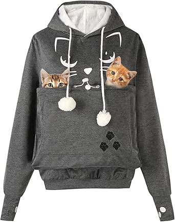 Donna Felpa con Tasca Moda Felpa con Cappuccio Sweatshirt Tasca Porta Gatti  Cani E Animali Hoody Moda Felpe Casual Carrier Top Canguro Animale  Domestico Cane Gatto Marsupio Grande Felpa con Cappotto : Amazon.it:  Prodotti per animali domestici