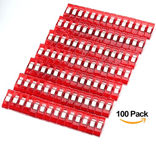 ilauke Stoffklammern Wonder Clips Nähen Zubehöre Kunststoff Patchwork Buckle Multi-Use Nähmaschinenhelfer Kurzwaren (100 rot)