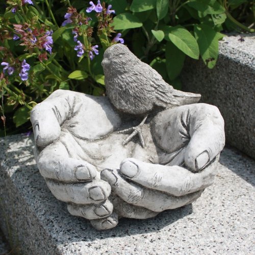 Kretakotta Vogeltränke „helfende Hände“ aus Antiksteinguss - 2
