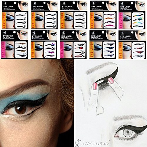 Pack of 40 Pairs Multi Pattern Fashion Vintage Water Transfer Temporary Eye Tattoo Stickers Eyes Makeup
