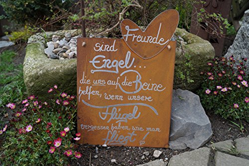 Edelrost Tafel Freunde Gedichttafel Spruch Geschenk Schild Metall - 3