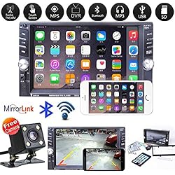 Republe Coche 2 din coche reproductor MP5 Radio Estéreo pantalla de 7 pulgadas táctil de HD con la cámara del revés del espejo Enlace Conectar DVR