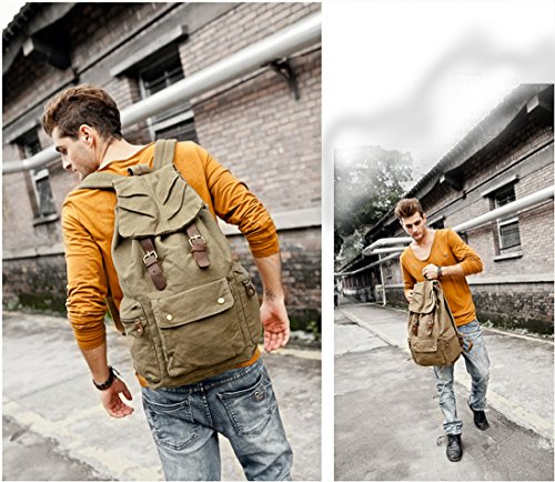 KIPTOP Nylon Vintage Rucksacke Laptoprucksack Damen Herren Schulrucksack Retro Backpack für Campus Studenten und Outdoor Reisen Wandern mit Großer Kapazität - 3