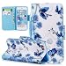 Produktbild HongHushop PU Leder Hülle für iPhone 6s Plus iPhone 6 Plus Hülle Brieftasche Klapphülle Flip Case Blauer Schmetterling Design Ledertasche Schutzhülle iPhone 6s Plus 6 Plus Stand Folio Hülle
