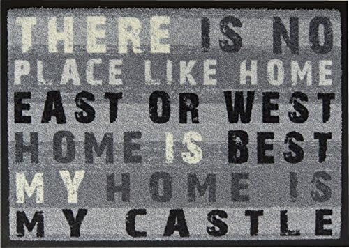 Doormat / Doormat / Doormat / Doormat / Doormat / Door Mat / Dirt Trapper Mat / Mat / Dirt Mat / Model My Home is my Castle - Grey - Pleasant to walk / Flexible / Non-Slip / Size approx. 50 x 70 cm / Representative Doormat for Entrance Areas / Also Ideal for Your Patio / Experience EasyClean Mats in your whole variety The Easy Clean mats are washable at 40 °C and can be tumble dried.
