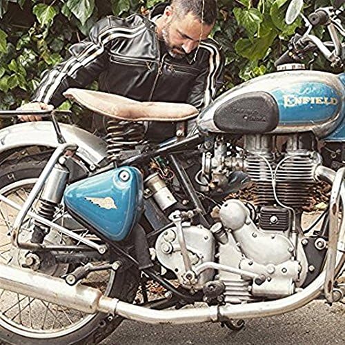 Bikers Gear Retro ' The Bonnie' Motorcycle Motorbike CE1621-1 PU Armoured Cowhide Leather Jacket - Orange Stripe UK 44 EU 54 2XL