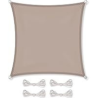 CelinaSun Sonnensegel inkl Befestigungsseile PES Polyester wasserabweisend imprägniert Quadrat 2 x 2 m Taupe