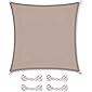 CelinaSun Sonnensegel inkl Befestigungsseile PES Polyester wasserabweisend imprägniert Quadrat 2 x 2 m Taupe