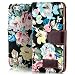Produktbild iPhone 6 / 6S Hülle Flip Tasche [Saxonia] Schutzhülle Case mit Kartenfach Motiv Blumen Schwarz