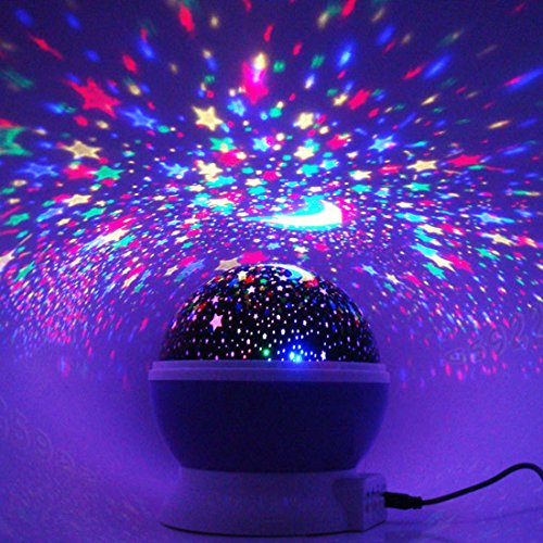 Sternenhimmel Projektor, Ubegood 360 Grad drehbar Star Projektor Romantische Nacht Lampe Projektion 4 LED Wulst für Haus, Schlafzimmer, Kinder Zimmer, Hochzeit, Geburtstag, Parteien (Blau) - 7
