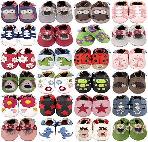 MiniFeet Premium Soft Leather Baby Shoes, Dinosaur 12-18 Months