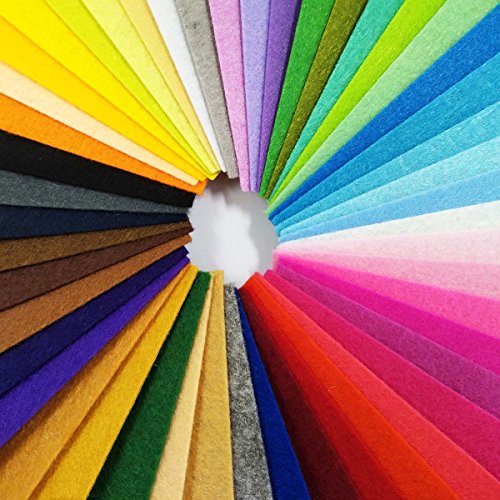 48Pcs Filzstoff Farbig Bastelfilz Steif Vliesstoff DIY Handwerk Projekte Patchwork Stoffe Filz Paket zum Nähen 20cm X 20cm X 1mm - 3
