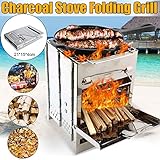 Barbecue Grill Poêle Pliant en Acier Inoxydable Pan Camping Roaster Barbecue au Charbon for la Maison Camping en Plein air de Pique-Nique de Cuisine