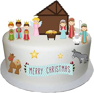Traditional Stand Up Nativity Christmas Scene Made From Edible