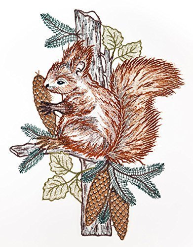 Plauener Spitze Fensterbild "Eichhörnchen" 23x29cm,Fensterdeko Fensterschmuck Bilder Handarbeit Deko Fenster … … … …