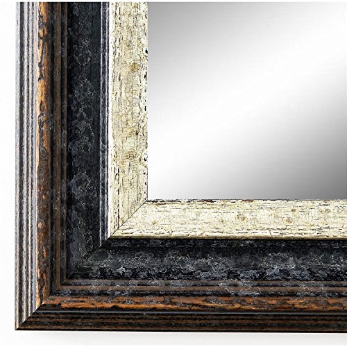 Spiegel Wandspiegel Badspiegel Flurspiegel Garderobenspiegel - Über 200 Größen - Trento Schwarz Silber 5,4 - Größe des Spiegelglases 50 x 70 - Wunschmaße auf Anfrage - Antik, Barock