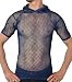 Produktbild Crystal Herren 100% Baumwolle Garn Mesh- Netz- Kurzarm T -Shirt mit Kapuze (Large, Royal)