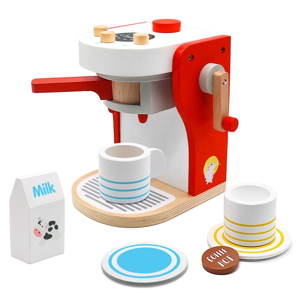 Pl Macchina Caffe Cucina Giocattolo Legno Per Bambini Caffettiera Giochi Regalo Ragazza Ragazzo 3 4 5 6 Anni Gioco Di Ruolo 9 Pezzi Giochi Legno