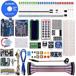 Kuman Más Completo y Avanzado de Arduino Mega Starter Kit para Arduino Uno R3 con Guías Tutorial Detallada, MEGA2560, Mega328,5V Motor Paso a Paso, Kit Arduino con Placa