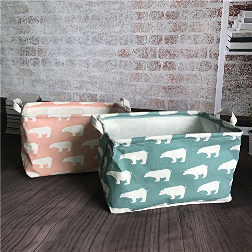 Inwagui Faltbaren Aufbewahrungskorb Wäschekorb Kinder aufbewahrung Spielzeug Warenkorb Kleidung Halter mit Deckel 39* 25* 22cm-Bär B - 5