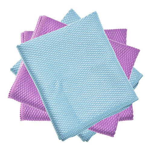 Onshowy Superfine Fiber Glass Wipes Starke saugfähige Fisch Skalen Gitter Glas Scheuerschwarzes Waschen Handtuch 30x40cm (4 Packung )