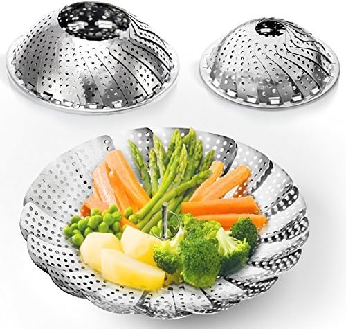 TWO-SIZES (Large and Standard) Vegetable Steamer Baskets Set - 2x Steamer Inserts for Instant Pot + Safety Tool - 100% Stainless Steel - Instant Pot and Pressure Cooker Accessories