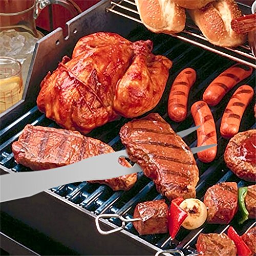 RoseFlower® 6 teilig Hochwertige Edelstahl Grillbesteck Barbeque mit Aluminium-Koffer enthalten – Perfekte Schwerlast Professionelle Grill-Werkzeug BBQ Zubehör Kit - 3