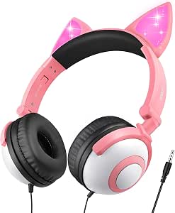 Cuffie Bambina,LOBKIN Cuffie Gatto con LED,Cuffie per Bambini, Cuffie  Bambino,Cuffie Orecchie Gatto, Cuffie con Filo per Bambini/Cuffie con  Limite di Volume (85dB) : Amazon.it: Elettronica