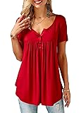 FlorboomShirts Womens Casual Button Up Blouse Long/Short/Sleeveless Sleeve Solid Color Swing Tops