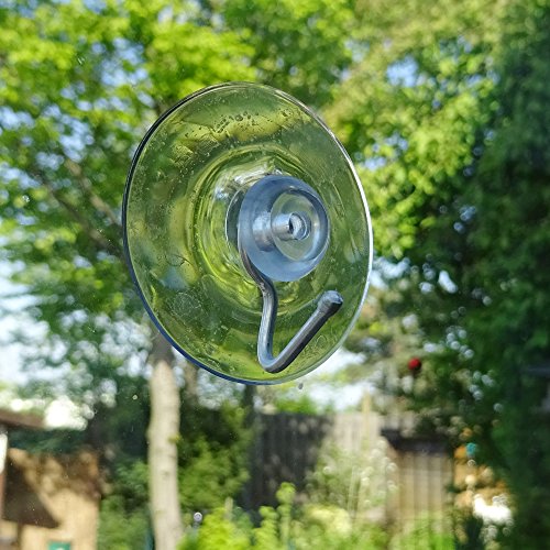 Set Saughaken transparent 2 Stück mit Metallstülphaken zum aufhängen von Mobile am Fenster Saugnapf Haken - 3