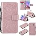 Produktbild Lonchee Samsung Galaxy S6 Leder Wallet Tasche Brieftasche Schutzhülle , Sonnenblumen geprägten Muster Design Hochwertige PU Leder Folio Tasche Case Hülle im Bookstyle mit Standfunktion Kredit Kartenfächer (Rose Gold)
