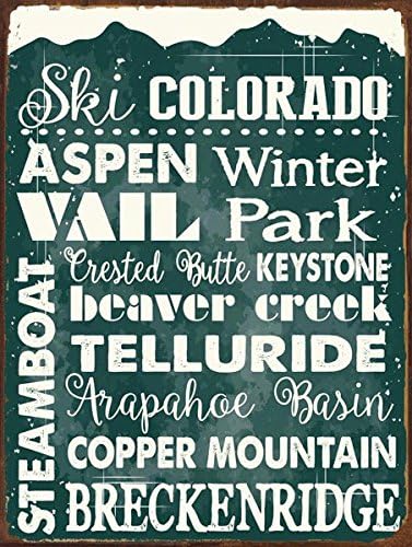 Ski Colorado Green Metal Sign, Sport, Winter, Mountain