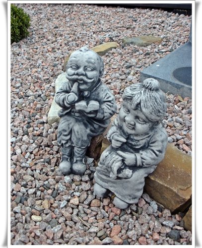 STEINFIGUR OMA UND OPA Set KANTENHOCKER SKULPTUR GARTEN FIGUR DEKO KOI massiver Steinguss - 4