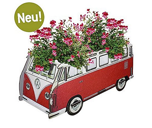 Werkhaus VW Bully T1 Farbe Rot Blumenkasten VW T1 – groß Maße: (H x B x T) 25 x 22 x 56,5 cm