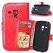 Produktbild Nancen Samsung Galaxy S3 Mini / I8190 (4,0 Zoll) Lederhülle Neu Style Acht Farbe Weich PU Flip Case Ledertasche / Schutz Etui, Einfach Vintage Kollektion Karten Slot Foto Wallet Hülle Handy Tasche Zubehör
