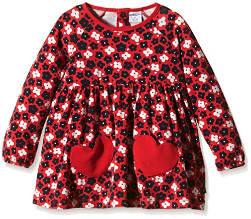 Polarn O. Pyret Baby-Girls Flowery Print Long Sleeve T-Shirt, Red (Poppy),1-1.5 years