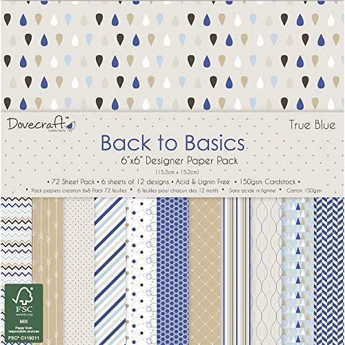 RAYHER 59547000 Scrapbook-Block True Blue, 15, 2x15, 2cm, 150 g/M2, 72Bogen, Papier, Blau-/Brauntöne, 18 x 17 x 1.4001 cm