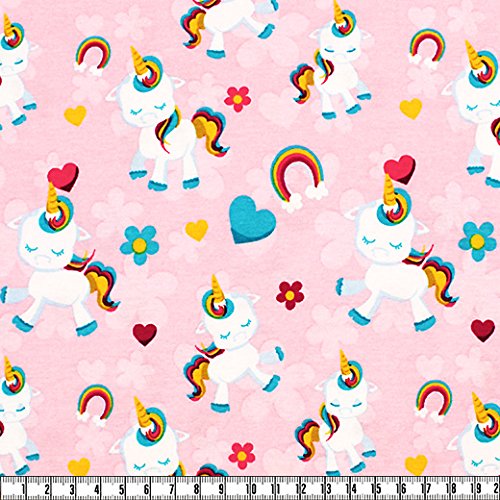Elastic-Jersey-Kinder-Druck, Pegasus/Regenbogen, mehrfarbig, 145 cm breit, Meterware
