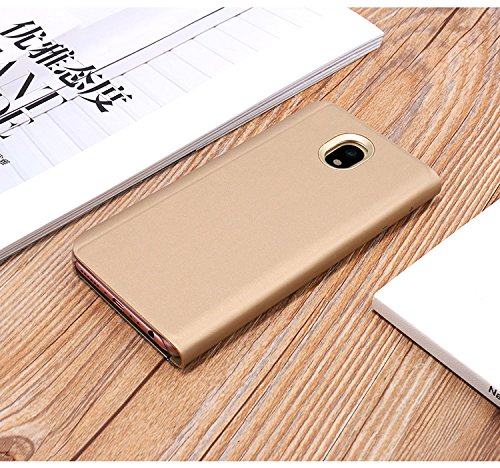 Funda   Espejo Enchapado Flip Funda para Samsung Galaxy J3 2017  Samsung Galaxy J330  Oro 
