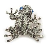 Avalaya Diamante 'Rana' Broche en Metal Chapado en rodio (luz Verde/Gris)