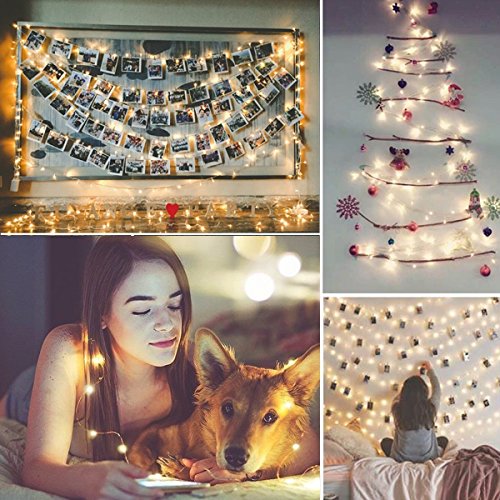 Amir Solar Lichterkette, 33ft 100 LED Solar Lichterkette Weihnachten, Solar-Kupferdraht Lichterketten, Garten Außen Warmweiß, Solar Beleuchtung Kugel für Party, Weihnachten, Outdoor, Fest Deko usw. - 5