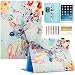 Produktbild iPad 9.7 Zoll Leder Hülle, Dteck(TM) Mehrfachsansicht Leder Ständer Hülle [Kartensteckplätze] Smart Cover mit Eingebautem Magnet& Schlaf/Wach Etui für Apple Neue iPad 9.7" (2017), Bunte Hirsche