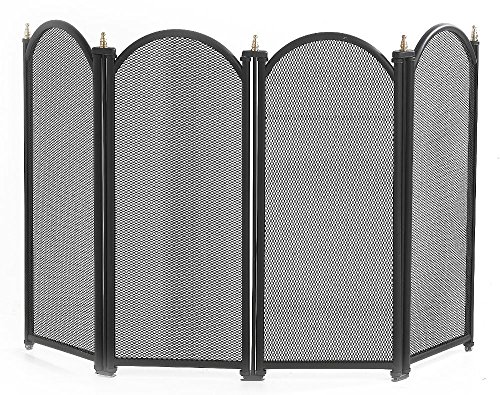 Dynasty Four Fold Fire Screen/Guard in Midnight Black