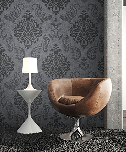 NEWROOM Barock Tapete Schwarz Vliestapete Grau Barock, Modern, Natur schöne moderne und edle Design Optik , inklusive Tapezier Ratgeber - 5