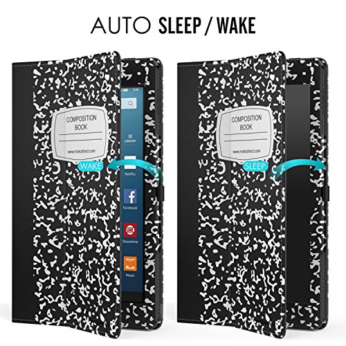 MoKo Hülle für Fire HD 8 2016 – Kunstleder Ständer Schutzhülle Smart Cover mit Auto Schlaf / Wach Funktion und Stift-Schleife für Fire HD 8 Tablet (6. Generation – 2016), Notizbuch Schwarz - 6