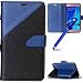 Produktbild MoreChioce kompatibel mit Galaxy J7 2016 Lederhülle,Bunt Hülle kompatibel mit Samsung Galaxy J7 2016,Bookstyle Leder Wallet Klappbar Stand Flip Ledertasche Magnetverschluß Schwarz + Blau,EINWEG