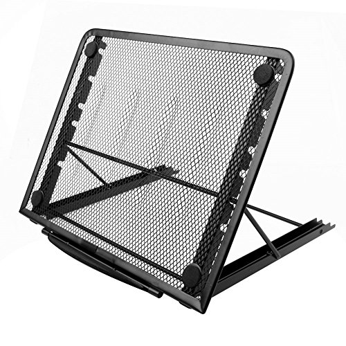 Faltbarer Laptop Tablet Ständer, InGoo Laptopständer Mesh Belüftet Kühler Halter Verstellbarer Computer Halterung Stütze Ständer für Laptop, Notebook, iPad Mini, iPhone, Tablets(Schwarz)