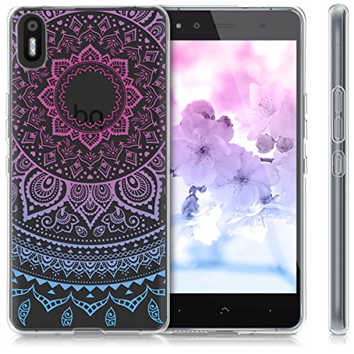 kwmobile Funda para bq Aquaris X5 - Carcasa de  TPU  para m  vil y dise  o de Sol hind   en  Azul Rosa Fucsia Transparente 