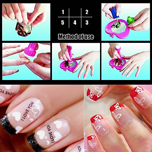DANCINGNAIL Nagel Kunst Nail Art Doppelstempel Stamping Schablon Zubehör Stamp Stempel Scraper Set DIY Nageldesign - 5